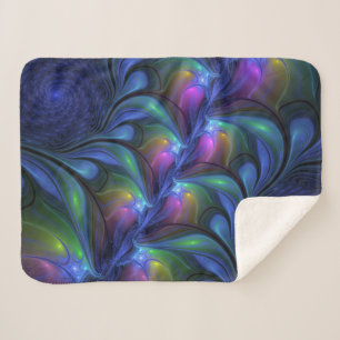 Farbenfrohe Abstrakte blaurosa grünes Fraktal Sherpadecke