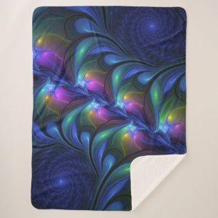Farbenfrohe Abstrakte blaurosa grünes Fraktal Sherpadecke