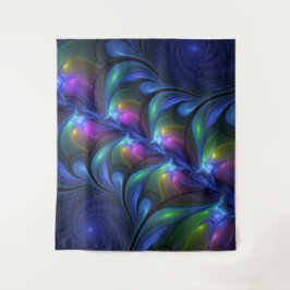 Farbenfrohe Abstrakte blaurosa grünes Fraktal Wandteppich