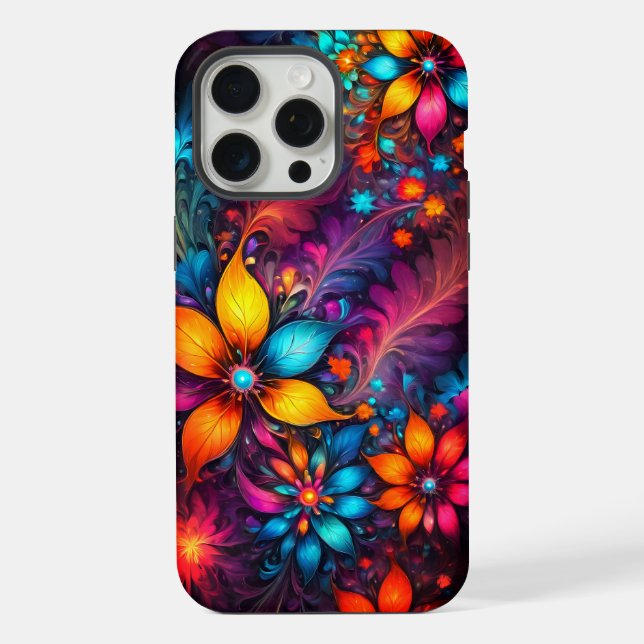 Farbenfrohe abstrakte Blume iPhone Hülle (Rückseite)