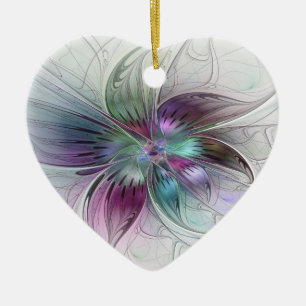 Farbenfrohe abstrakte Blume moderne florale Fracta Keramik Ornament