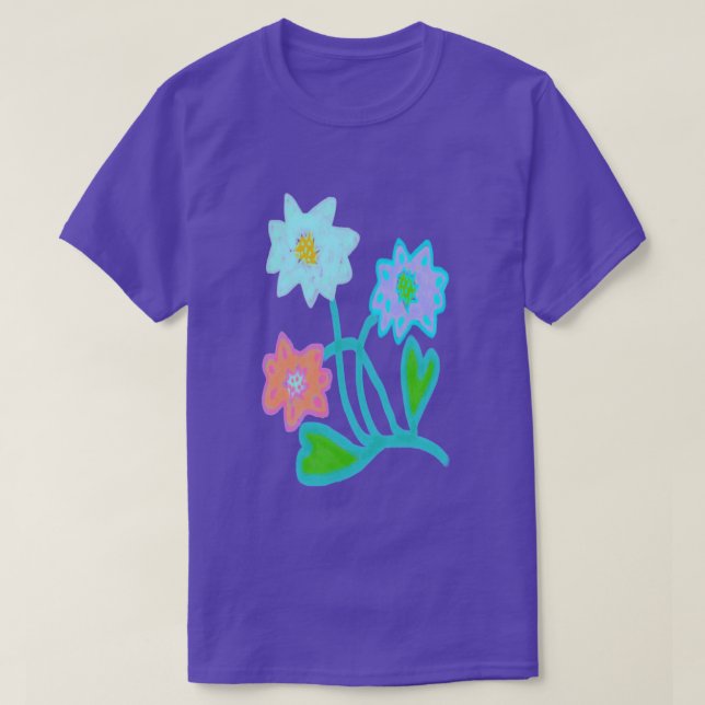 Farbenfrohe abstrakte Blumen T-Shirt (Design vorne)