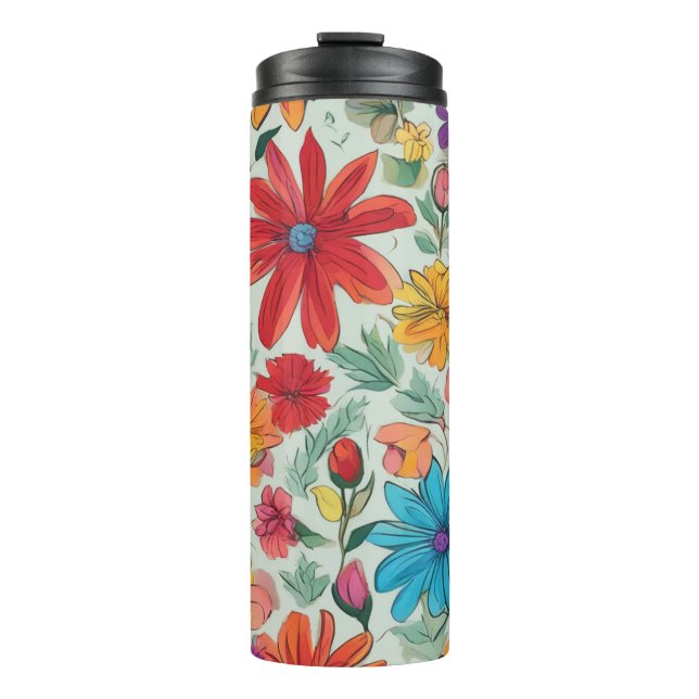 Farbenfrohe Abstrakte Blüte #29 - Thermosbecher (Vorderseite)