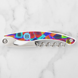 Farbenfrohe Abstrakte Bokeh-Blöcke Monogramm Kellnermesser