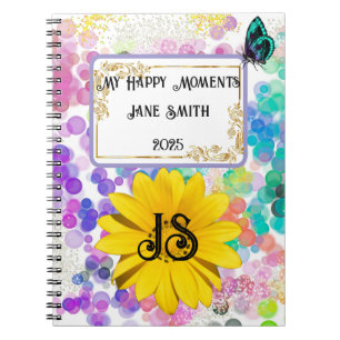 Farbenfrohe Abstrakte Bokeh Monogram Sonnenblume Notizblock