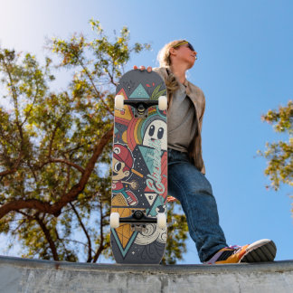 Farbenfrohe Abstrakte Cartoon Kunst - Lebhafter Ch Skateboard