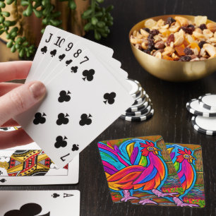 Farbenfrohe Abstrakte Cartoon-Stall-Rooster Spielkarten