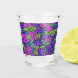 Farbenfrohe Abstrakte Daisies #21 Schnapsglas