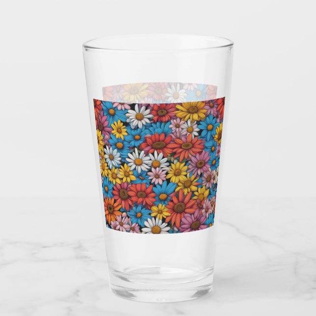 Farbenfrohe Abstrakte Daisies #26 Glas (Vorderseite)