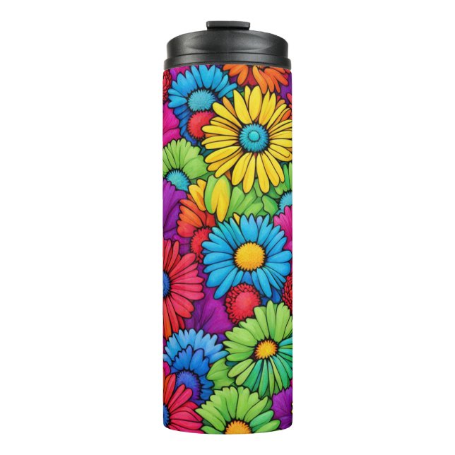 Farbenfrohe Abstrakte Daisies #40 - Thermosbecher (Vorderseite)