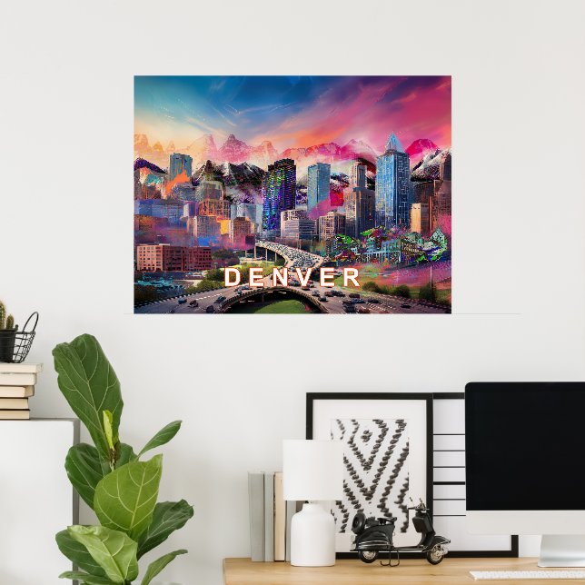 Farbenfrohe Abstrakte Denver Colorado Kunst, Dicht Poster (Heimbüro)