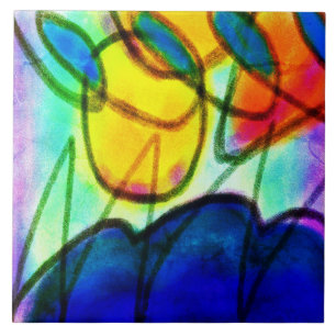 Farbenfrohe Abstrakte digitale Malerei Fliese