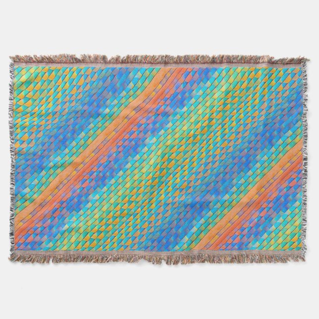 Farbenfrohe Abstrakte, digitale Muster Decke (Vorderseite)