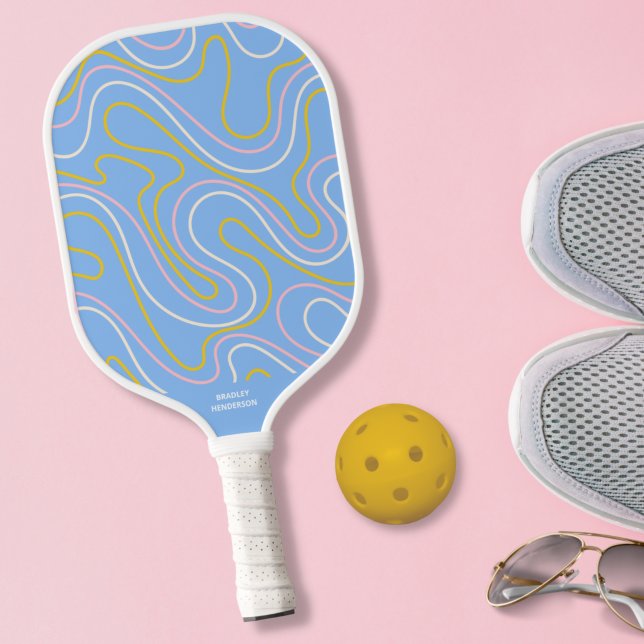 Farbenfrohe Abstrakte Doodle-Linien - Benutzerdefi Pickleball Schläger (Von Creator hochgeladen)
