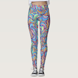 Farbenfrohe Abstrakte Doodle wirl Pattern, Fun Leggings