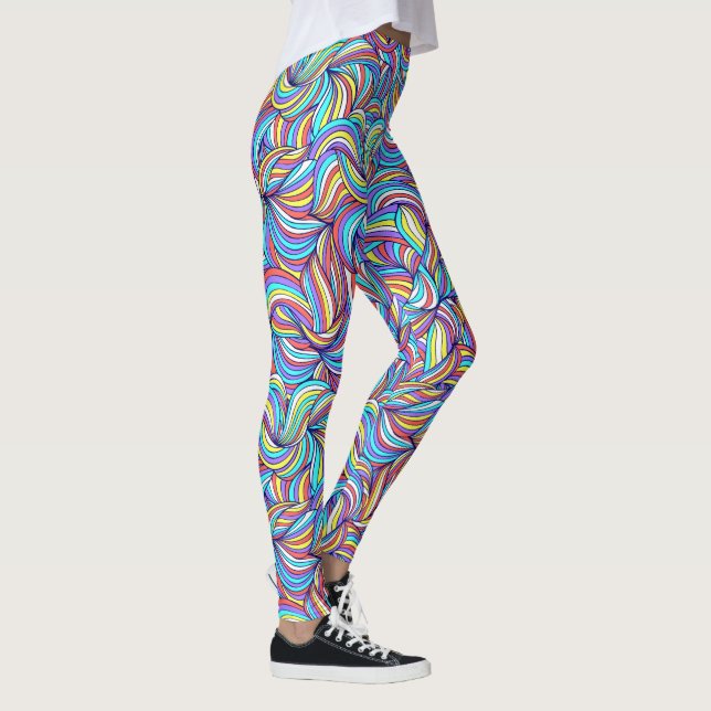 Farbenfrohe Abstrakte Doodle wirl Pattern, Fun Leggings (Rechts)