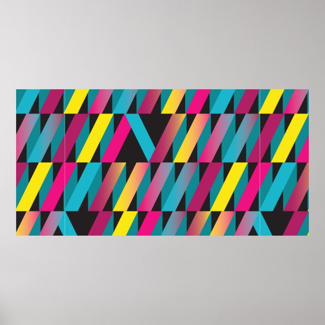 Farbenfrohe abstrakte Farbbandgeometrie Poster (Vorne)