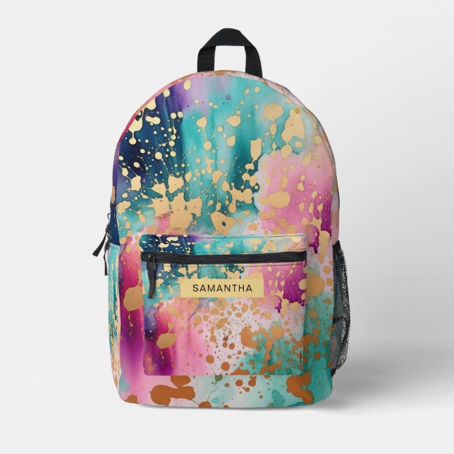 Farbenfrohe Abstrakte Farbe Spritzer Art (19) Bedruckter Rucksack (Vorderseite)
