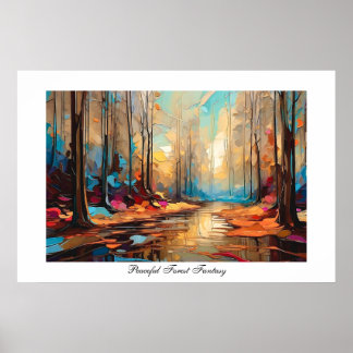 Farbenfrohe, Abstrakte, friedliche Forest Creek Fa Poster