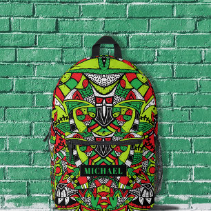 Farbenfrohe Abstrakte Funky Geometric Kaleidoscope Bedruckter Rucksack