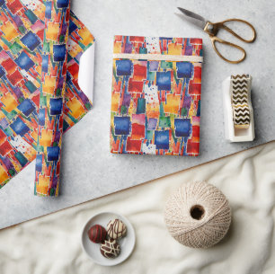 Farbenfrohe abstrakte gemalte Quadrate Geschenkpapier