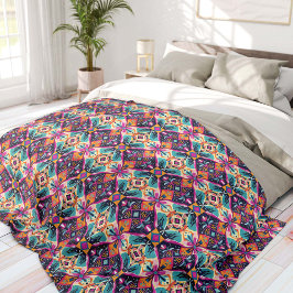 Farbenfrohe abstrakte geometrische Boheme Fleecedecke