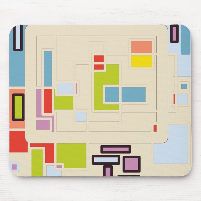 Farbenfrohe abstrakte geometrische Rechteckmuster- Mousepad (Vorne)