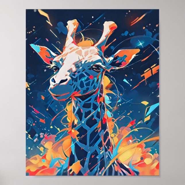 Farbenfrohe Abstrakte Giraffe Art Poster (Vorne)