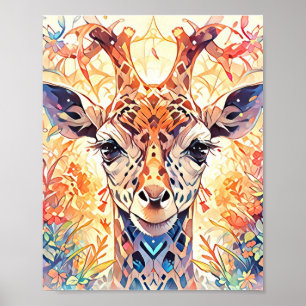 Farbenfrohe Abstrakte Giraffe Poster
