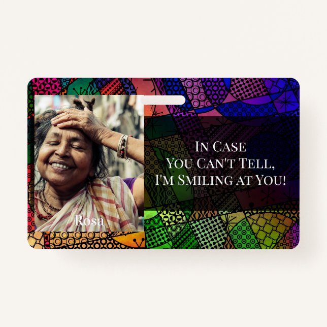 Farbenfrohe Abstrakte Grafische Lächeln hinter ein Ausweis (Vorderseite)