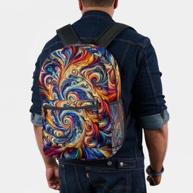 Farbenfrohe Abstrakte Kunst Bedruckter Rucksack (Insitu (Modell))