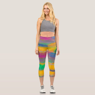 farbenfrohe abstrakte Kunst, fett und hell Capri Leggings