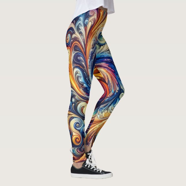 Farbenfrohe Abstrakte Kunst Leggings (Rechts)
