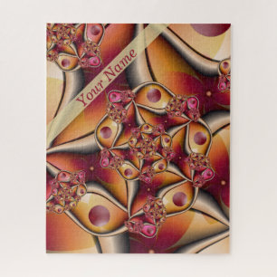 Farbenfrohe abstrakte Kunst Name in Rot Orange Fan Puzzle