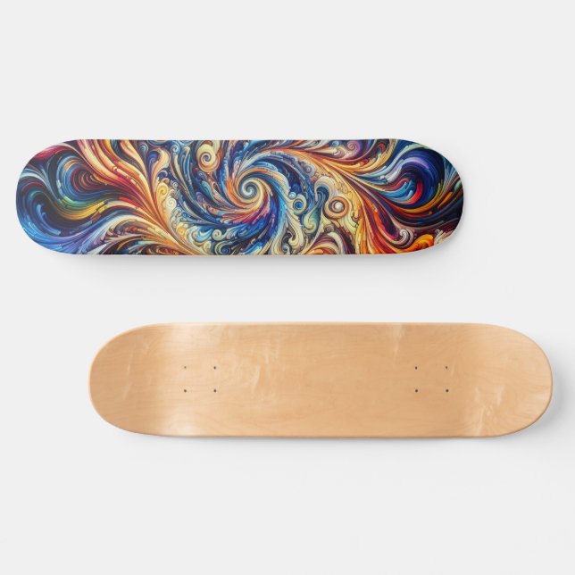 Farbenfrohe Abstrakte Kunst Skateboard (Horizontal)