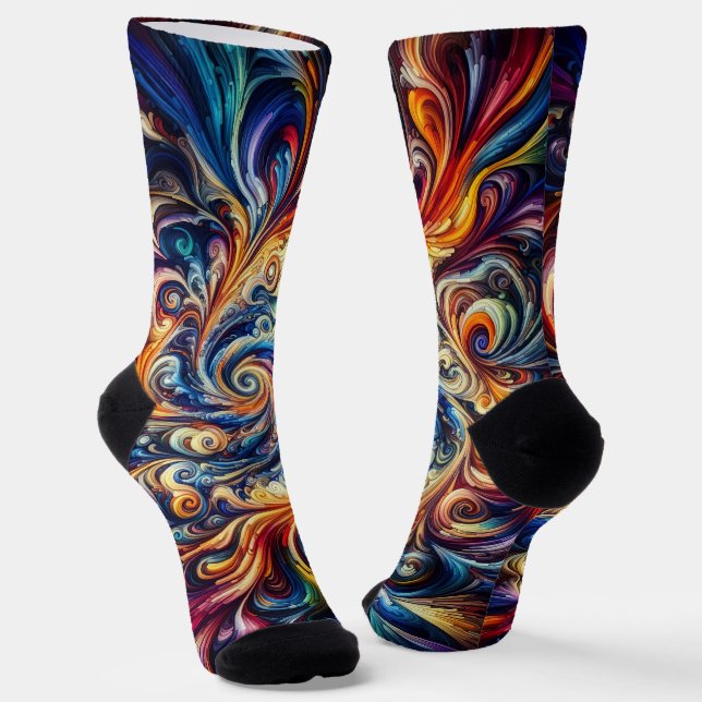 Farbenfrohe Abstrakte Kunst Socken (Gewinkelt)