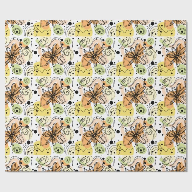 Farbenfrohe Abstrakte Kunst Zeichnend Geschenkpapier (Flach)