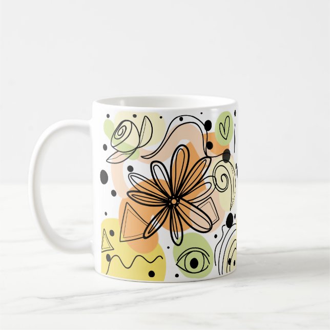 Farbenfrohe Abstrakte Kunst Zeichnend Kaffeetasse (Links)