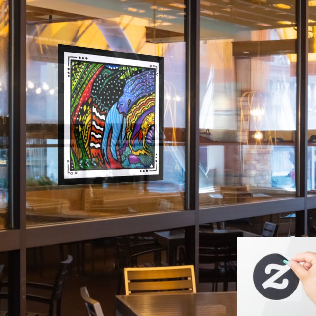 Farbenfrohe Abstrakte Kunstfenster Fensteraufkleber (Restaurantfenster)