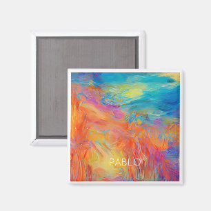 Farbenfrohe Abstrakte Künstler Malerei Spaß NAME M Magnet
