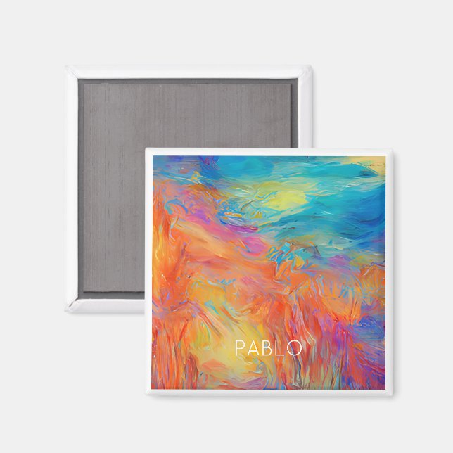 Farbenfrohe Abstrakte Künstler Malerei Spaß NAME M Magnet (Vorderseite/Rückseite)