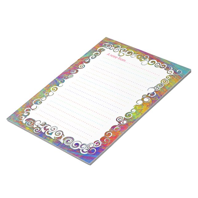 Farbenfrohe Abstrakte Kunstwellen Benutzerdefinier Notizblock (angewinkelt)