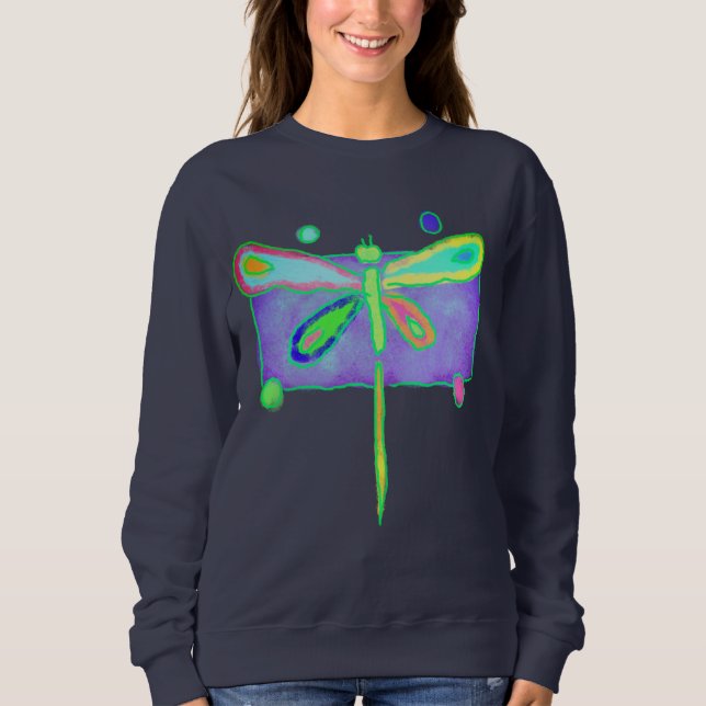 Farbenfrohe Abstrakte Libelle Sweatshirt (Vorderseite)