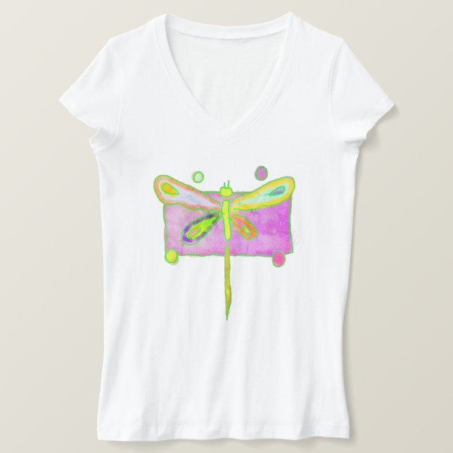 Farbenfrohe Abstrakte Libelle T-Shirt (Design vorne)