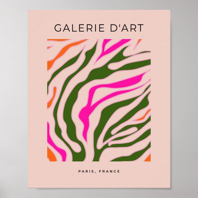 Farbenfrohe Abstrakte Linie Grün Rosa Orange Poster (Vorne)