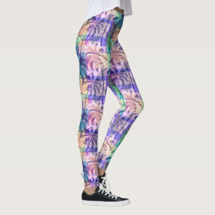 Farbenfrohe Abstrakte Luau Tropische Palmen Leggings