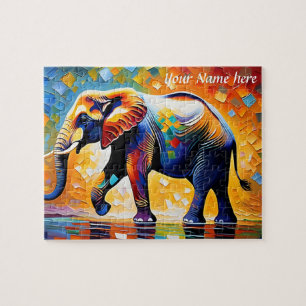 Farbenfrohe Abstrakte majestätische Elefant Puzzle
