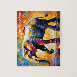 Farbenfrohe Abstrakte majestätische Elefant Puzzle