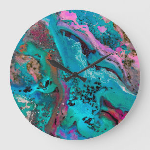 Farbenfrohe Abstrakte Malerei Große Wanduhr