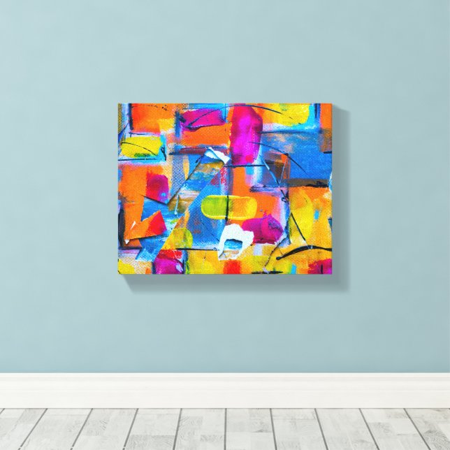 Farbenfrohe abstrakte Malerei Leinwanddruck (Insitu (Holzboden))